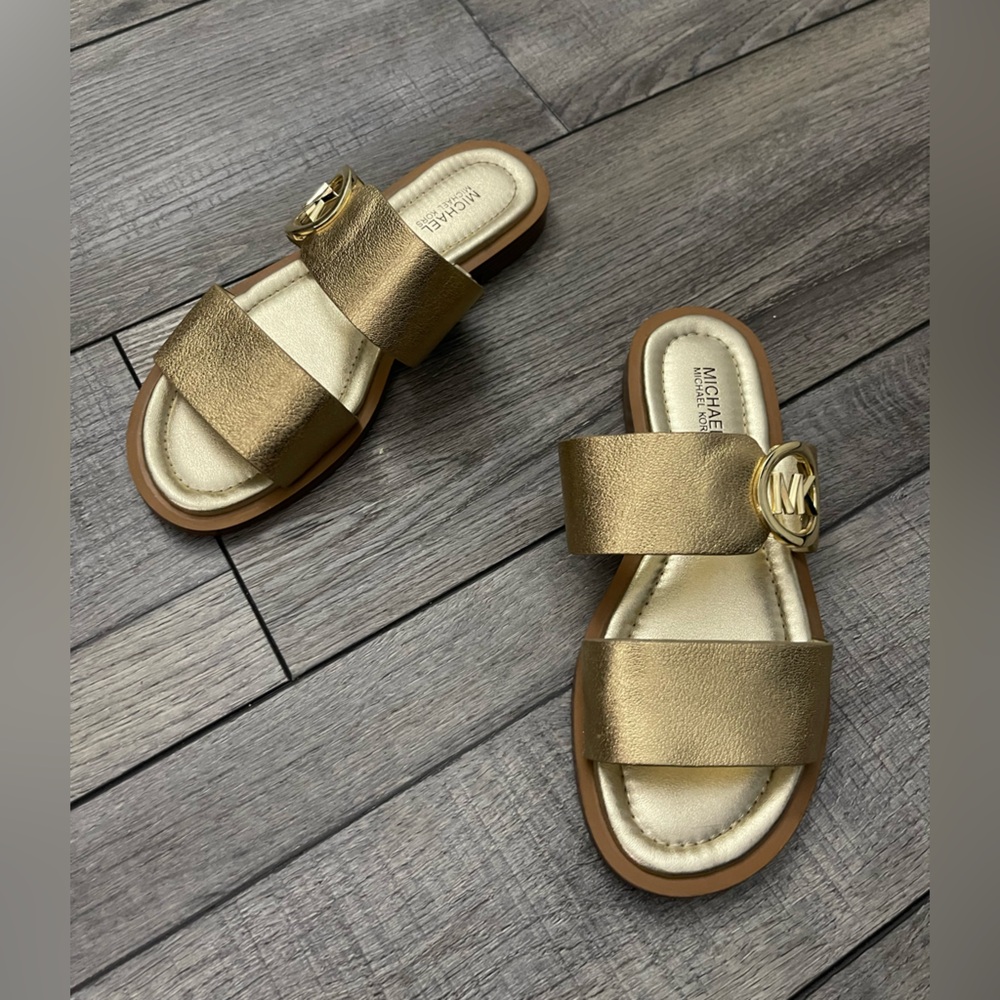 Michael Kors Metallic Gold Slide Sandals size 5.5